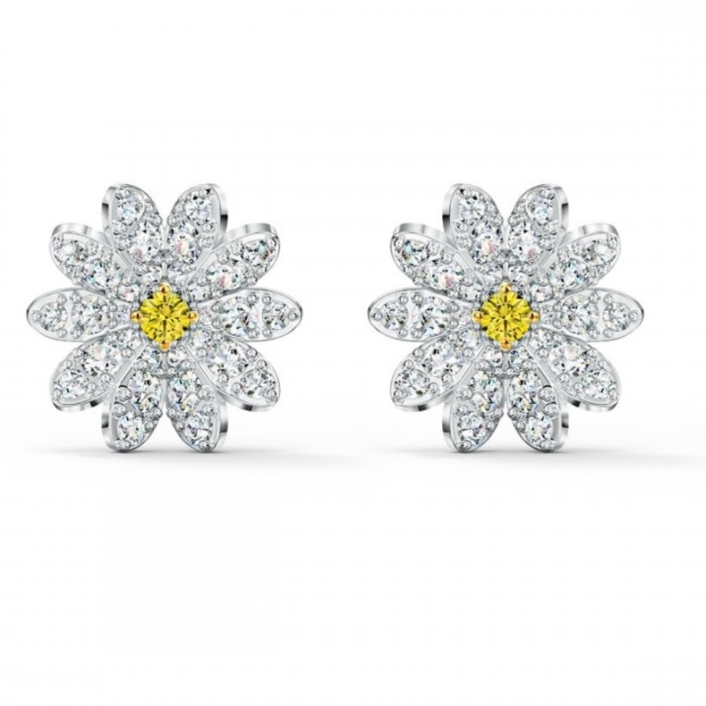 Swarovski Eternal Flower – White and Yellow Stud Earrings
